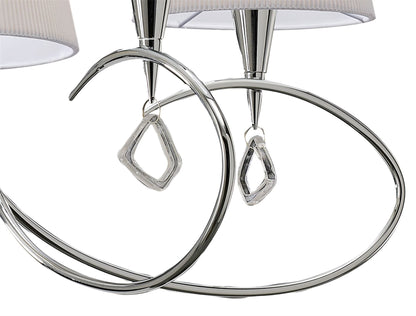 Mantra M1641 Mara Pendant 5 Light E14, Polished Chrome with Ivory White Shades