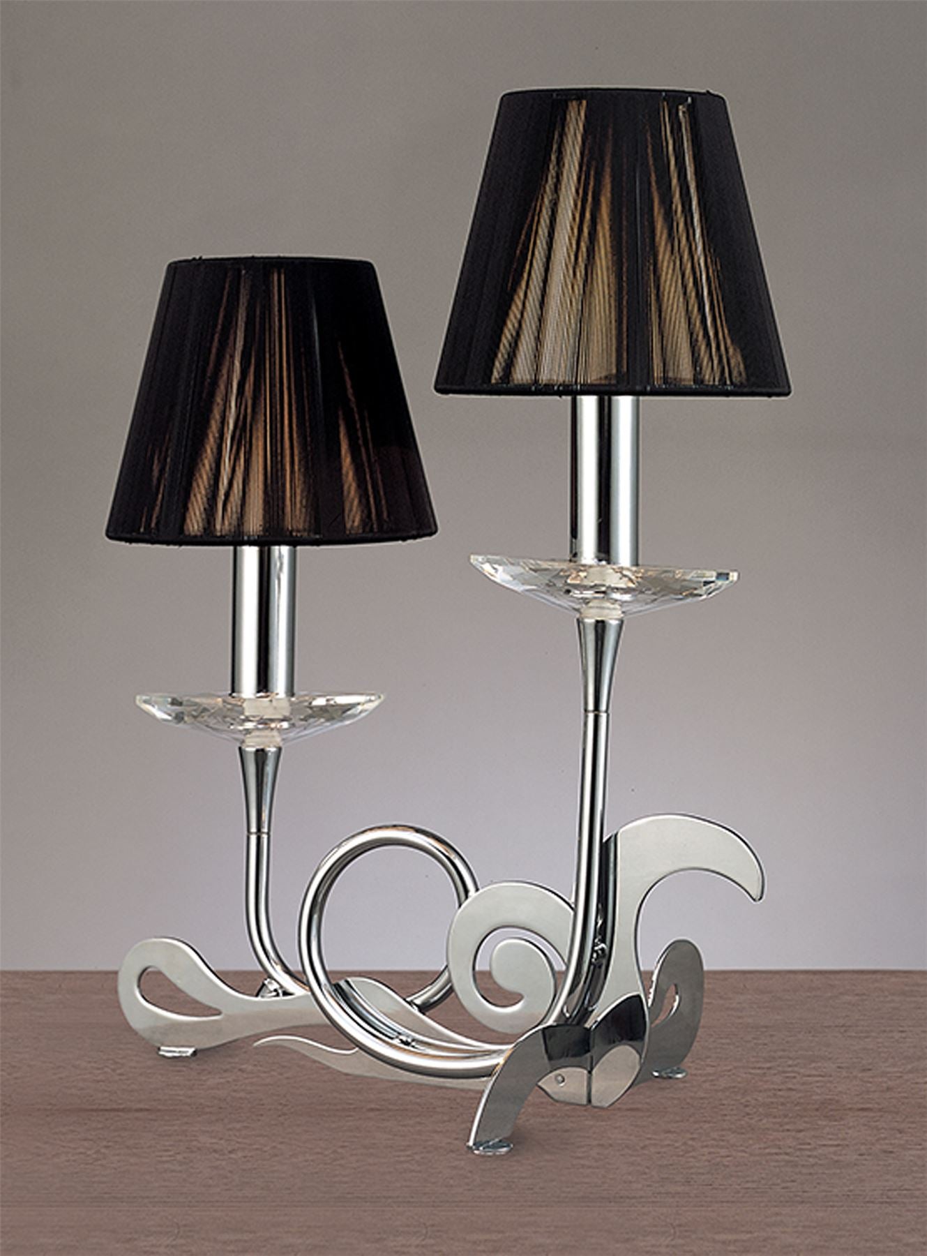 Mantra Acanto Table Lamp 2 Light E14, Polished Chrome with Black Shades