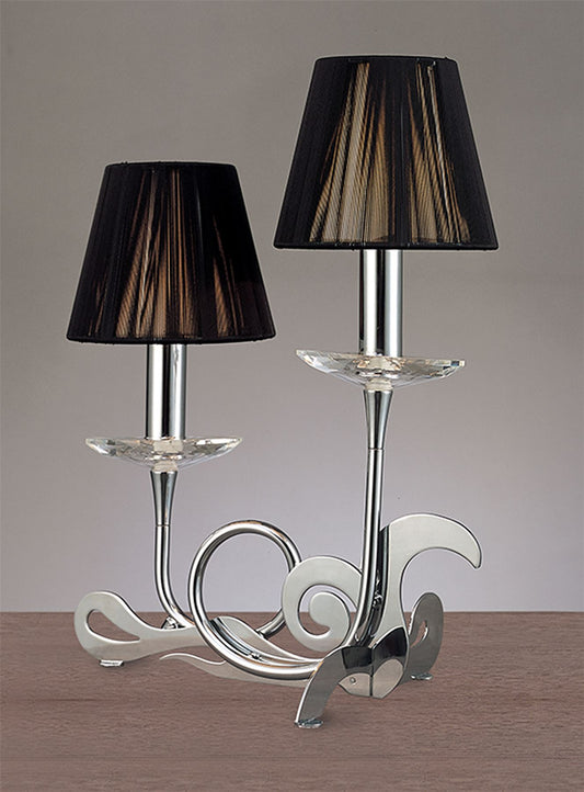 Mantra Acanto Table Lamp 2 Light E14, Polished Chrome with Black Shades