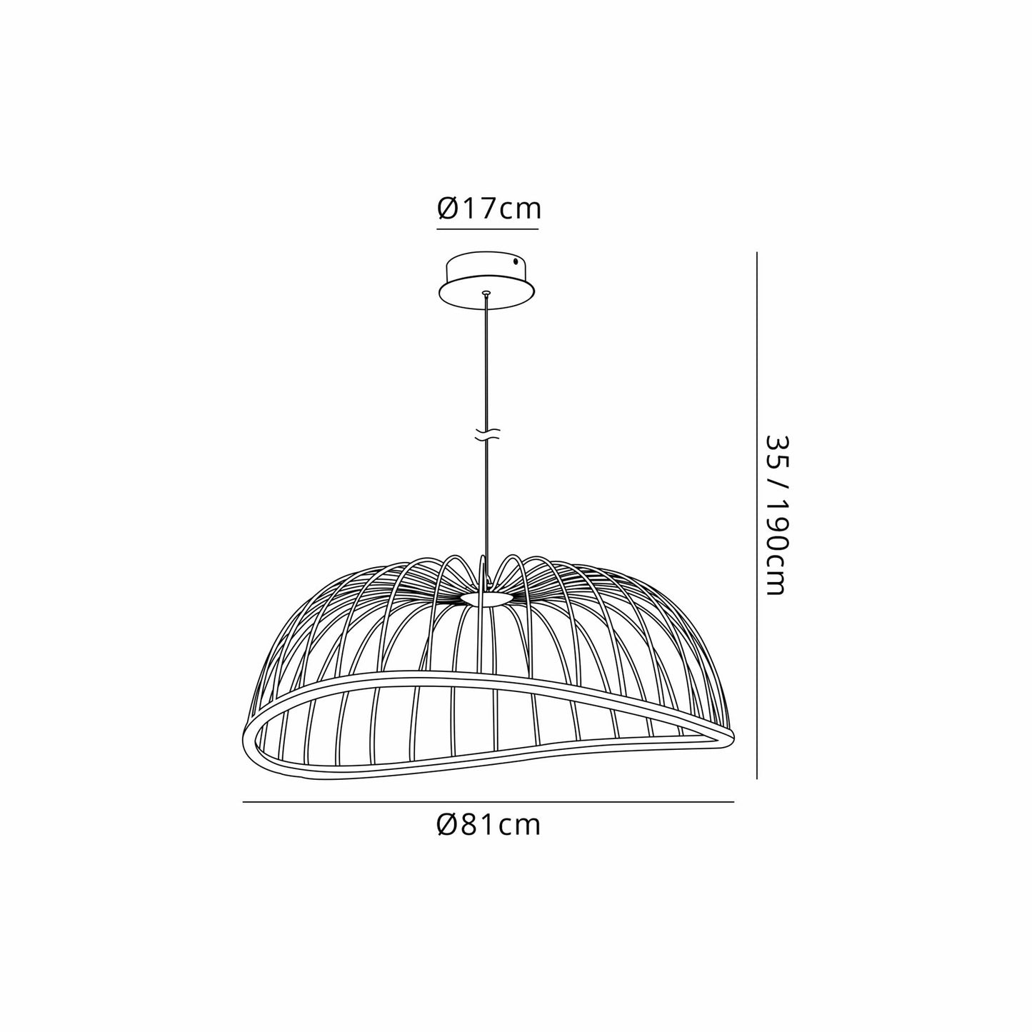 Mantra Celeste Pendant 81cm Round, 40W LED, 3000K, 2800lm, White, 3yrs Warranty