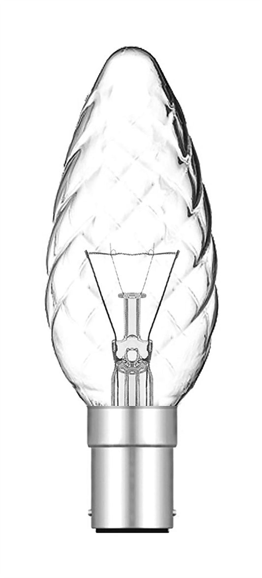 Luxram Candle 35mm Twisted B15D Clear 25W Incandescent/T Incandescent