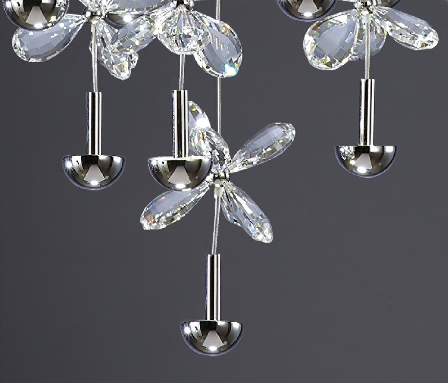 Diyas Aviva 68cm  Round 28 Light 4000K LED Polished Chrome/Crystal Ceiling Pendant Light Fitting