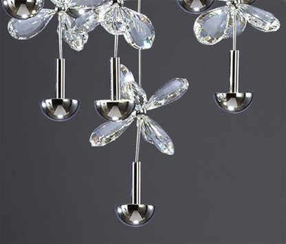Diyas Aviva 68cm  Round 28 Light 4000K LED Polished Chrome/Crystal Ceiling Pendant Light Fitting