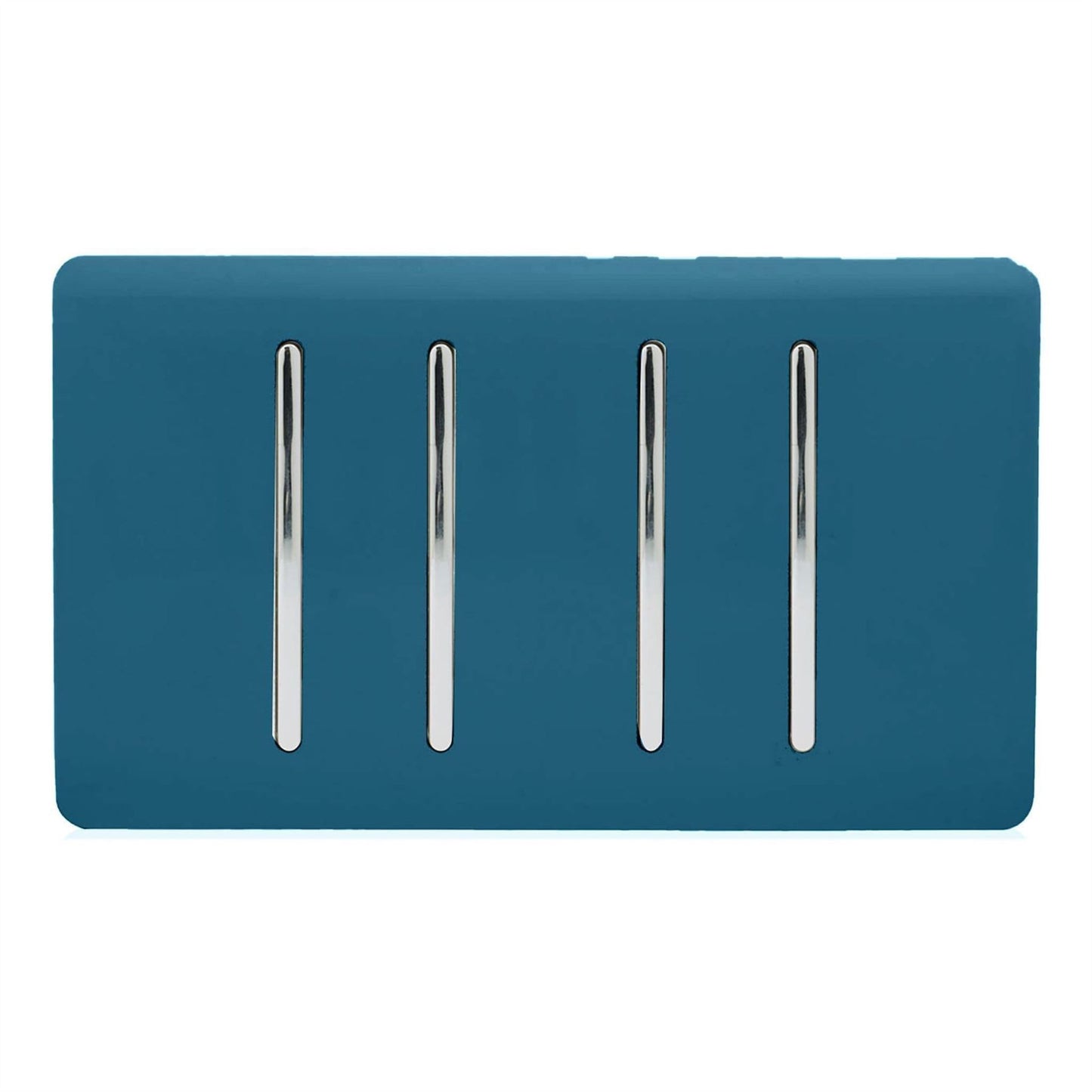 Trendi 4 Gang (2 Way & 1x Intermediate) Glossy 10 Amp Rocker Light Switch Midnight Blue
