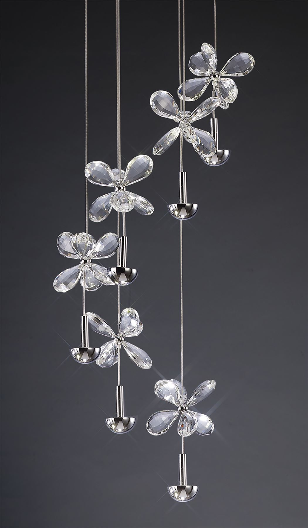 Diyas Aviva 30cm  6 Light 4000K LED Polished Chrome/Crystal Ceiling Pendant Light Fitting