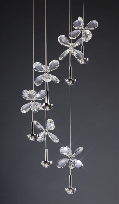 Diyas Aviva 30cm  6 Light 4000K LED Polished Chrome/Crystal Ceiling Pendant Light Fitting
