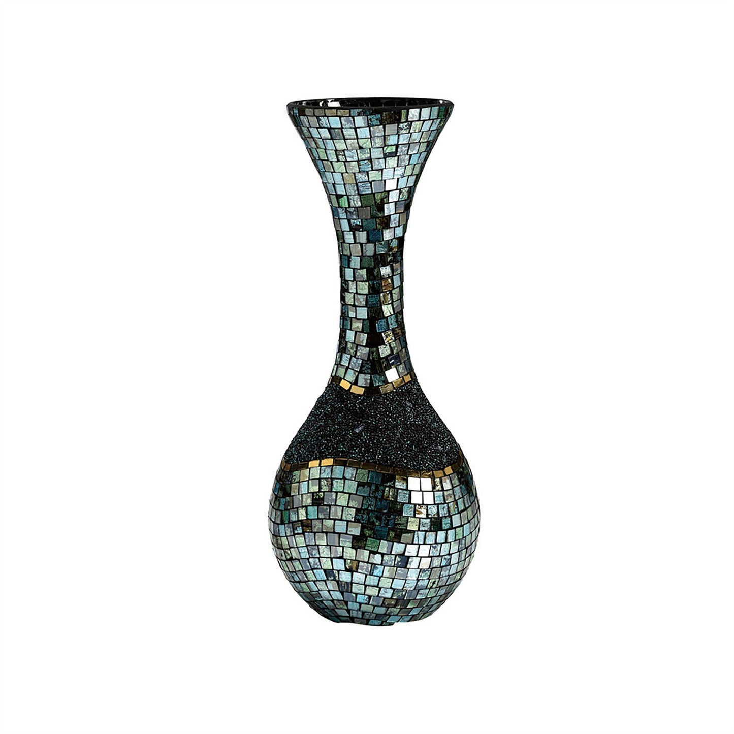 Diyas Home (DH) Addison Mosaic Vase Large Blue/Silver/French Gold Mosaic