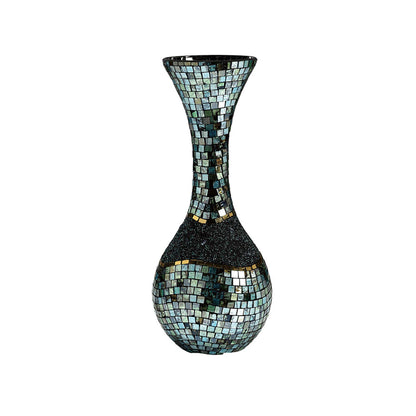 Diyas Home (DH) Addison Mosaic Vase Large Blue/Silver/French Gold Mosaic