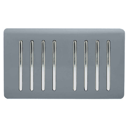 Trendi Artistic Modern Glossy 8 Gang 2 Way Rocker  Double Plate Tactile Light Switch Warm Grey