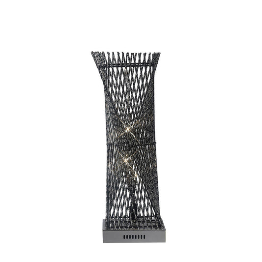 Diyas Home Arista Aluminium (DH) Arista Square Twisted Table Lamp 5 Light G4 Polished Chrome/Black, NOT LED/CFL Compatible