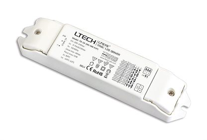LTECH Triac/ELV, PWM, 1.5-15W, Constant Current Dimmable Driver, 150/200/300/350/500/550/600/700mA, 45Vdc, 85% efficiency, IP44, 3yrs Warranty