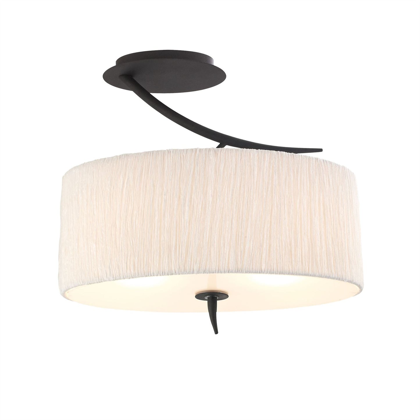 Mantra M1152 Eve Semi Ceiling 2 Light E27, Anthracite with White Oval Shade