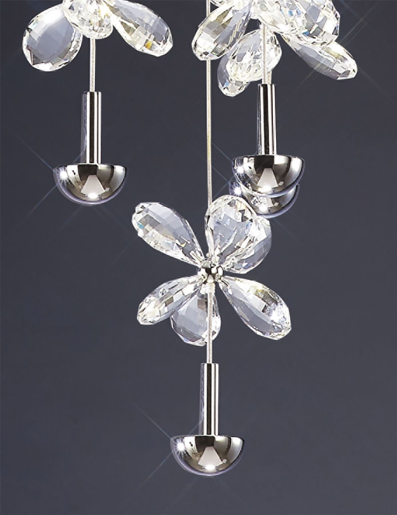 Diyas Aviva 40cm  Round 10 Light 4000K LED Polished Chrome/Crystal Ceiling Pendant Light Fitting