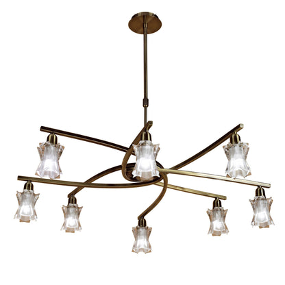 Mantra Alaska GU10 82cm Pendant Convertible To Semi Flush 8 Light L1/SGU10, Antique Brass, CFL Lamps INCLUDED