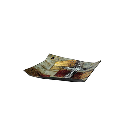 Diyas Home (DH) Aleta Glass Art 12 Inch Platter Multi-Colour Glitter