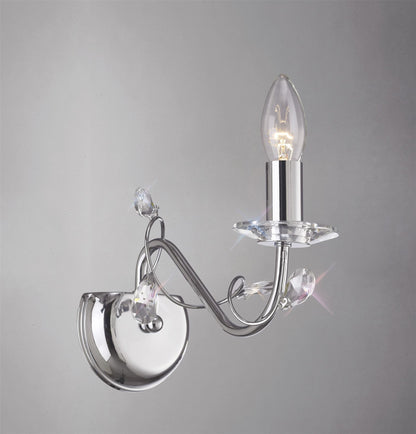 Diyas Willow Wall Light WITHOUT SHADE 1 Light E14 Polished Chrome/Crystal