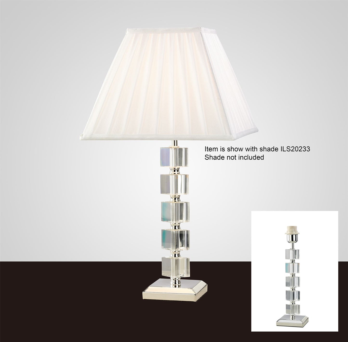 Diyas Alina Crystal Table Lamp WITHOUT SHADE 1 Light E27 Silver Finish
