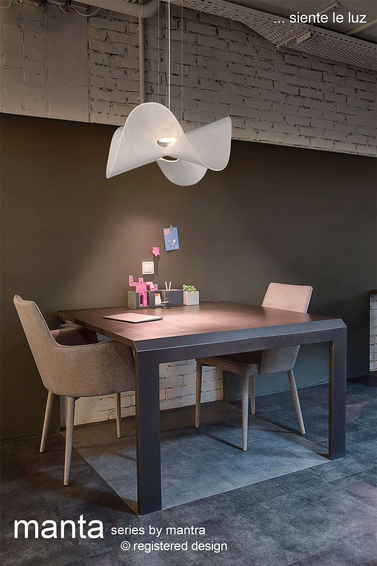 Mantra M5876 Manta Pendant 65cm Round 20W LED 3000K, 1600lm, Chrome/White, 3yrs Warranty