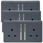 Trendi 2 Gang Artistic Modern Glossy 13 Amp Switched  Plug Socket Warm Grey (3 Pack)