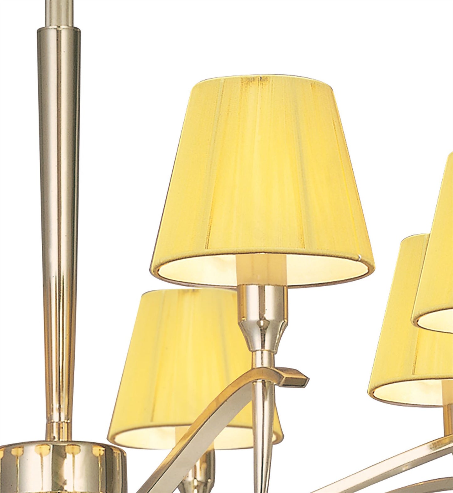 Mantra Siena 75cm Pendant Round 8 Light E14, Polished Brass with Amber Cream Shades and Clear Crystal