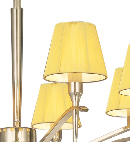 Mantra Siena 75cm Pendant Round 8 Light E14, Polished Brass with Amber Cream Shades and Clear Crystal