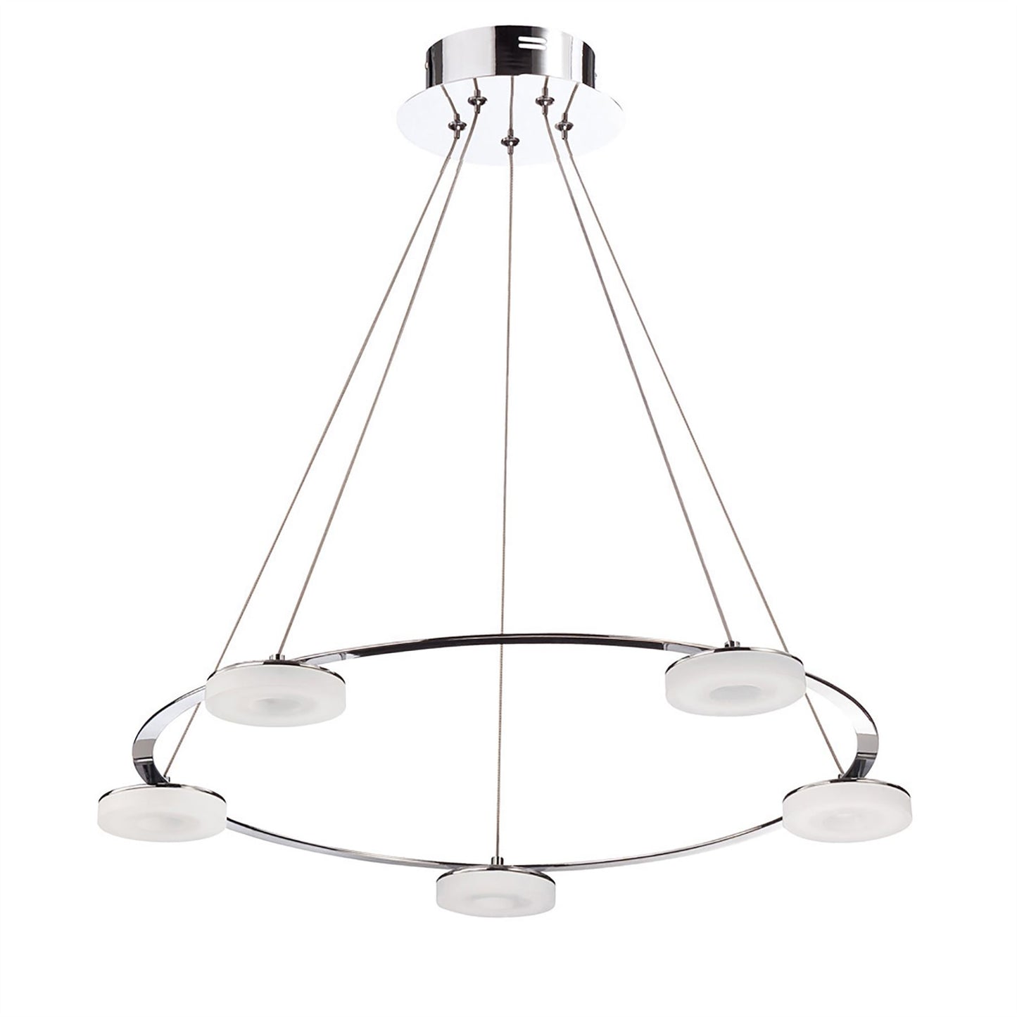 Mantra Fusion Nimbus 60cm Pendant 5 Light 25W LED 3000K, 2200lm, Polished Chrome/Frosted Acrylic, 3yrs Warranty