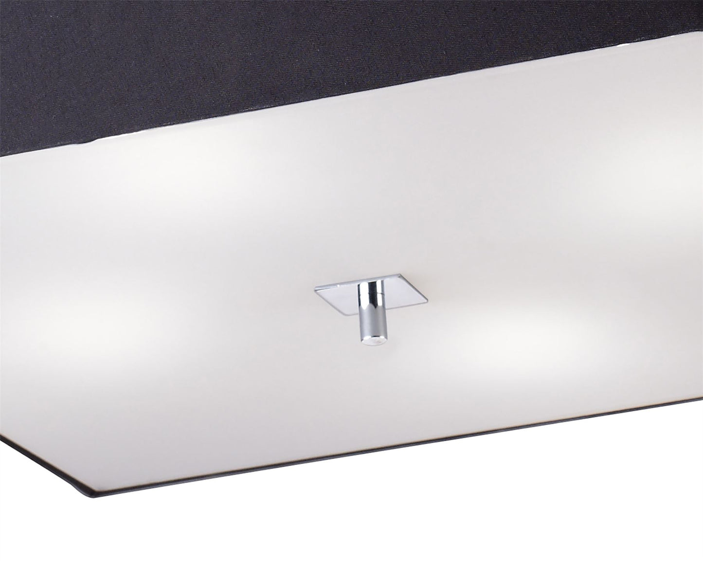 Mantra Akira Square Flush Ceiling 4 Light E27, Polished Chrome/Frosted Glass with Black Shade