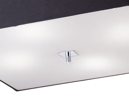 Mantra Akira Square Flush Ceiling 4 Light E27, Polished Chrome/Frosted Glass with Black Shade