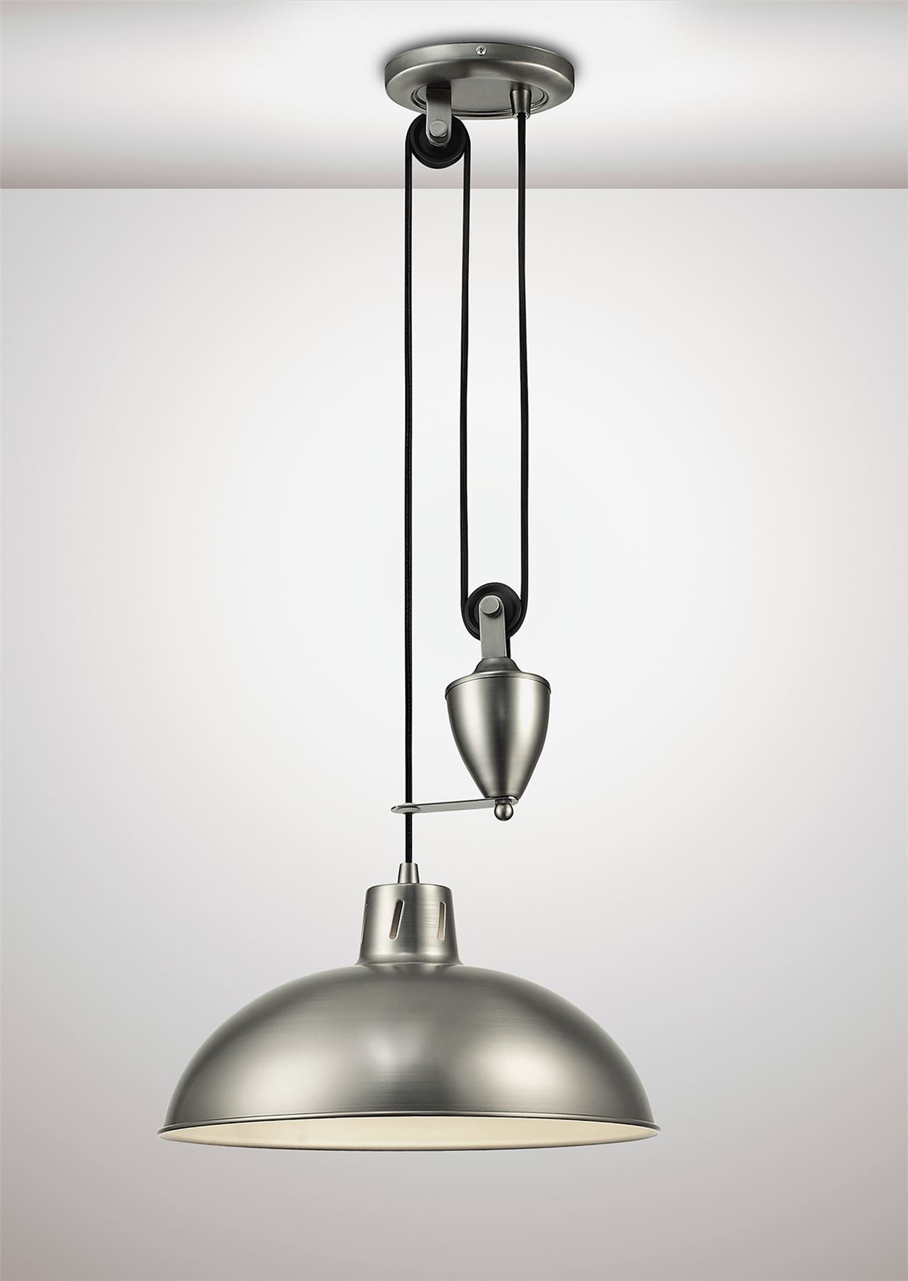 Deco Wellington Pulley System Pendant 1 Light E27 Antique Nickel