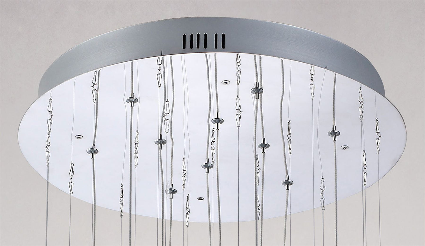 Diyas Class 45cm  Round 10 Light G4 Polished Chrome/White Glass/Crystal, NOT LED/CFL Compatible Ceiling Pendant Light Fitting