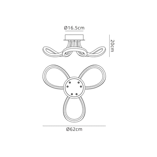 Mantra Knot LED II Knot II Ceiling Light, 40W LED, 3000K, 3000lm, IP20, Chrome, 3yrs Warranty