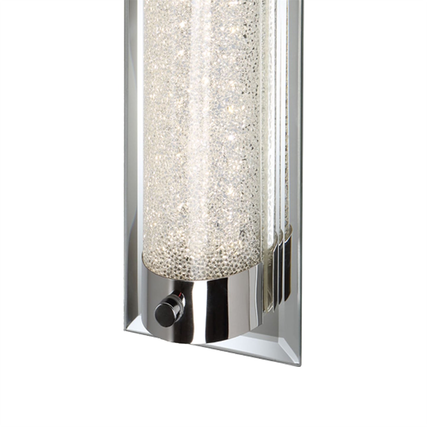 Mantra Fusion Tube Flush 8W LED 4000K Polished Chrome/Sand Diamond, 680lm, 3yrs Warranty Crystal