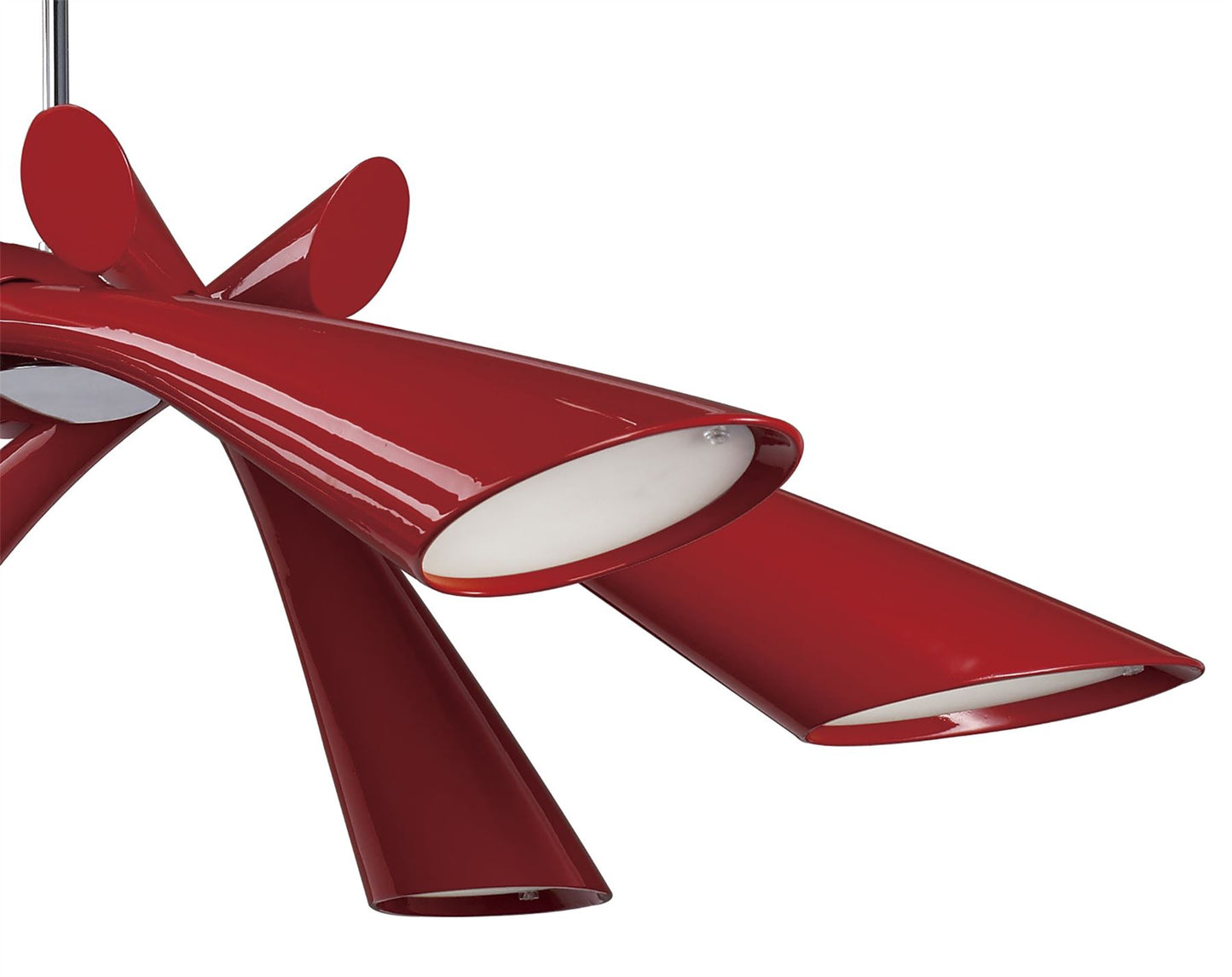 Mantra Pop 82cm Pendant/Ceiling Convertible To Semi Flush 6 Light E27, Gloss Red/White Acrylic/Polished Chrome, CFL Lamps INCLUDED