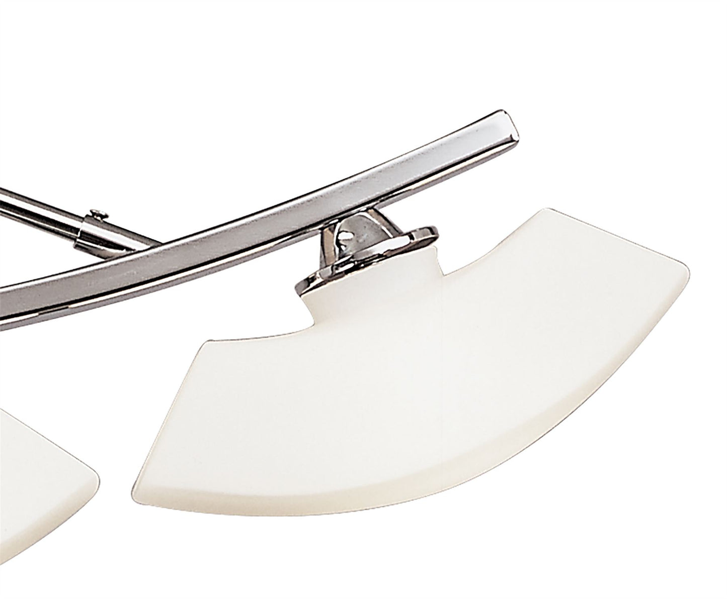 Mantra Lupa Telescopic Pendant Curved Linear Bar 4 Light G9, Polished Chrome/Frosted White Glass