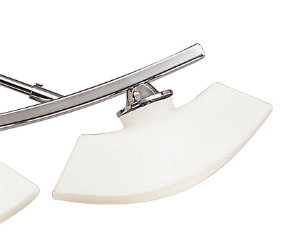 Mantra Lupa Telescopic Pendant Curved Linear Bar 4 Light G9, Polished Chrome/Frosted White Glass