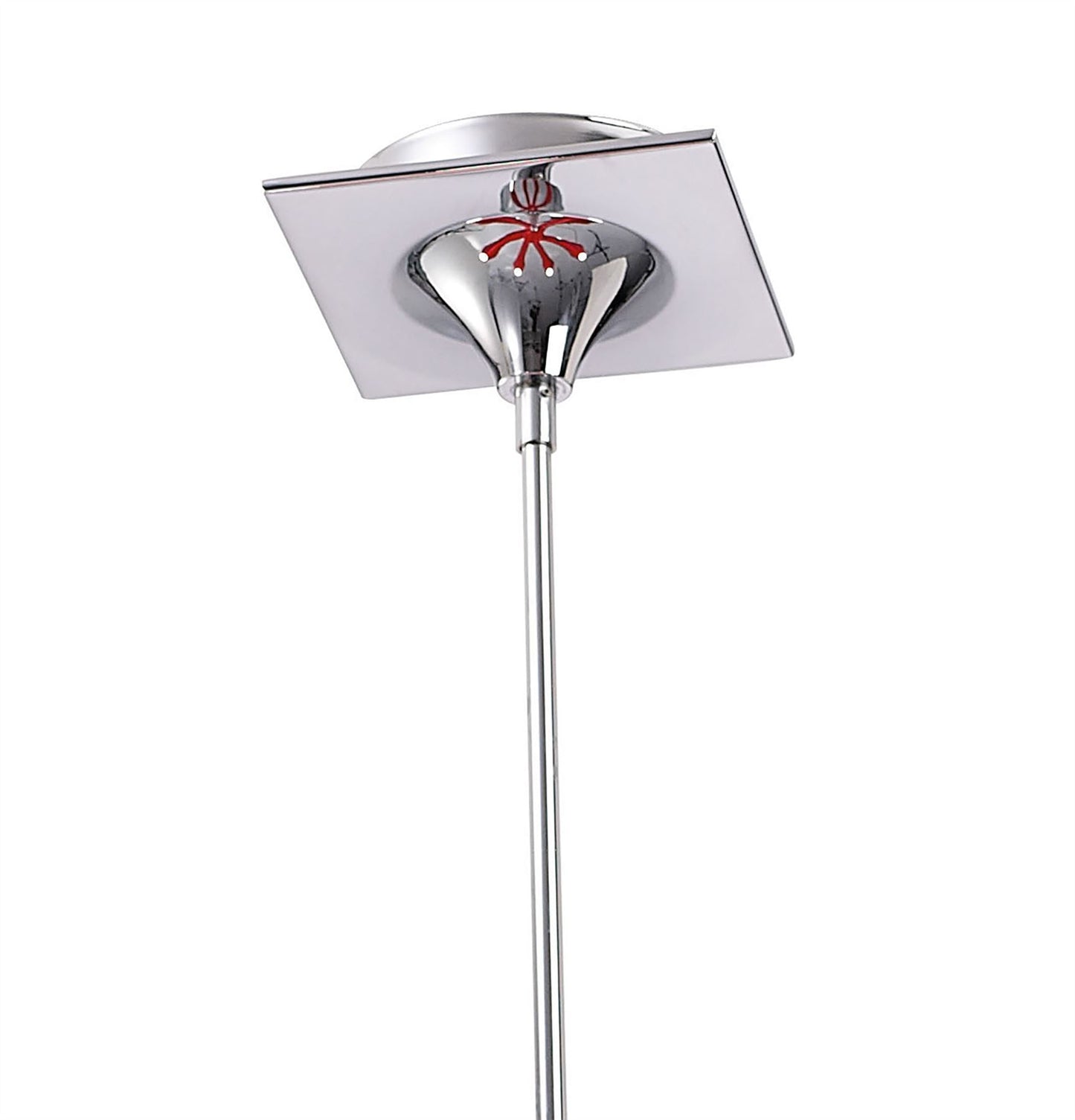 Mantra Ora 77cm Telescopic Convertible To Semi Flush 6 Light E27, Gloss Red/White Acrylic/Polished Chrome, CFL Lamps INCLUDED