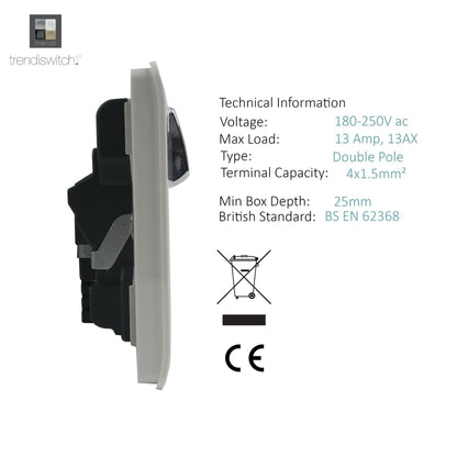 Trendi 2 Gang Artistic Modern Glossy 13 Amp 2 x 3.1mA USB Switched Plug Socket Dark Green