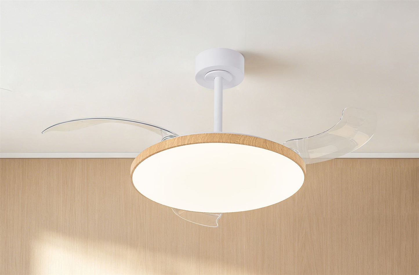 Slim Fan 50cm 50W LED Dimmable Ceiling Light With Built-In 30W DC Fan, 2700-5000K Remote Control, 3500lm, Wood, 5yrs Warranty