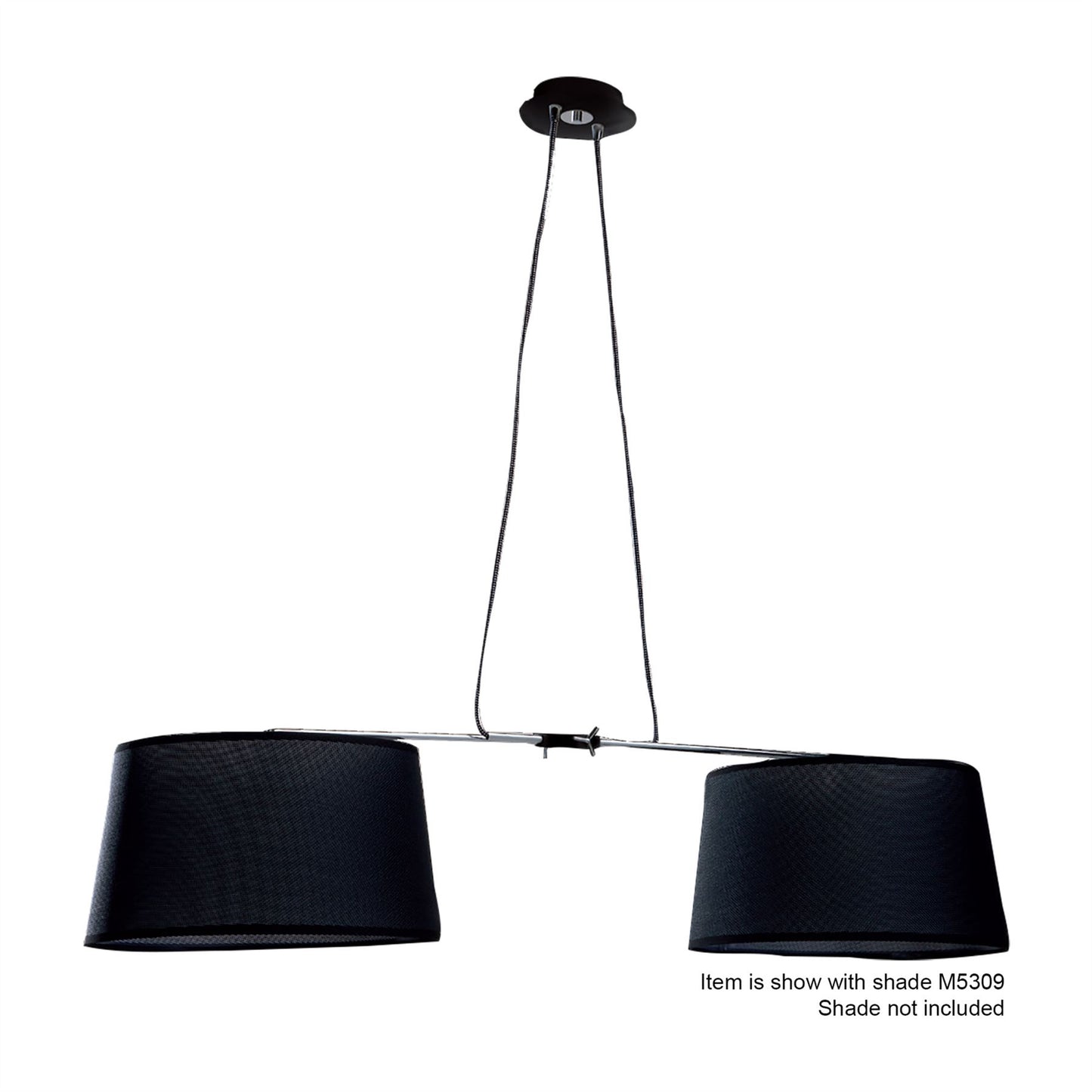 Mantra M5307 Habana Linear Pendant 2 Light with Adjustable Body WITHOUT SHADE E27 Black/Polished Chrome