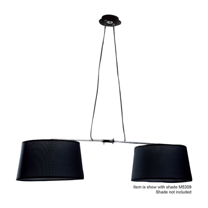 Mantra M5307 Habana Linear Pendant 2 Light with Adjustable Body WITHOUT SHADE E27 Black/Polished Chrome