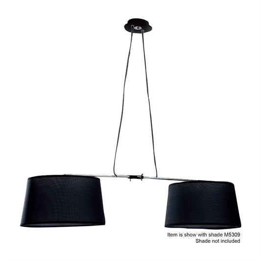 Mantra M5307 Habana Linear Pendant 2 Light with Adjustable Body WITHOUT SHADE E27 Black/Polished Chrome
