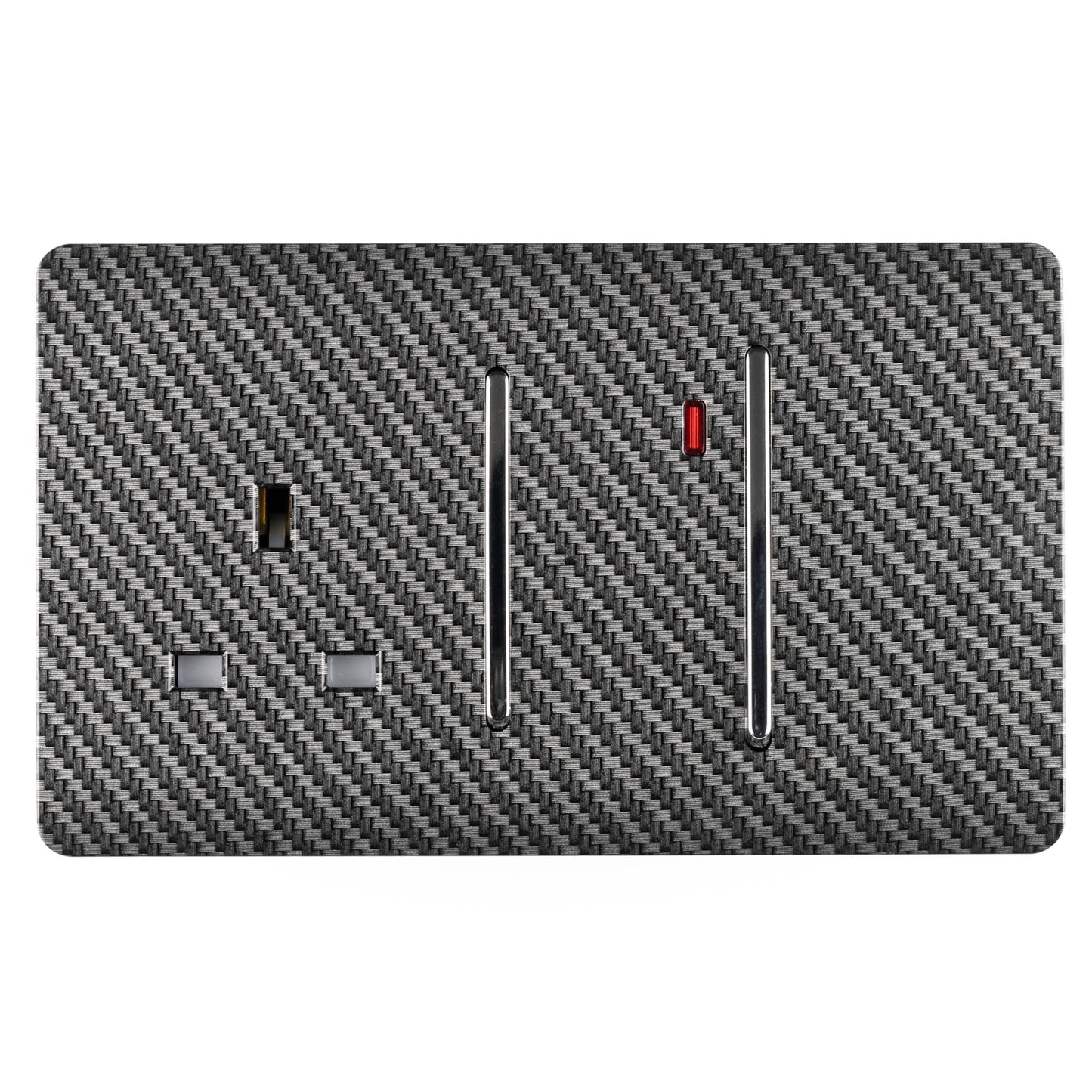 Trendi Switch 45 Amp Modern Designer Cooker Switch & 13 Amp Plug Socket with Neon in Carbon Fibre
