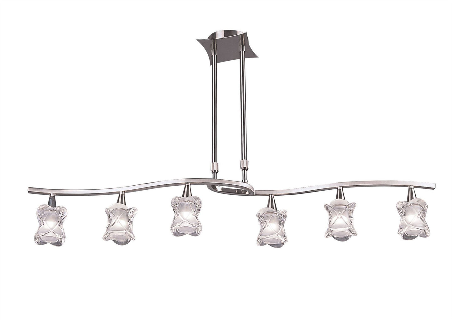 Mantra Rosa Del Desierto Telescopic Linear Pendant Line 6 Light G9, Satin Nickel