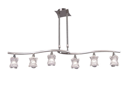 Mantra Rosa Del Desierto Telescopic Linear Pendant Line 6 Light G9, Satin Nickel