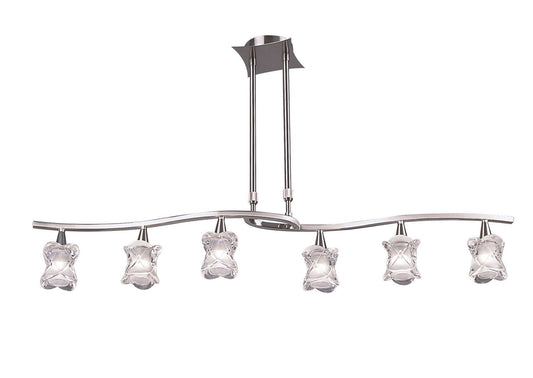 Mantra Rosa Del Desierto Telescopic Linear Pendant Line 6 Light G9, Satin Nickel