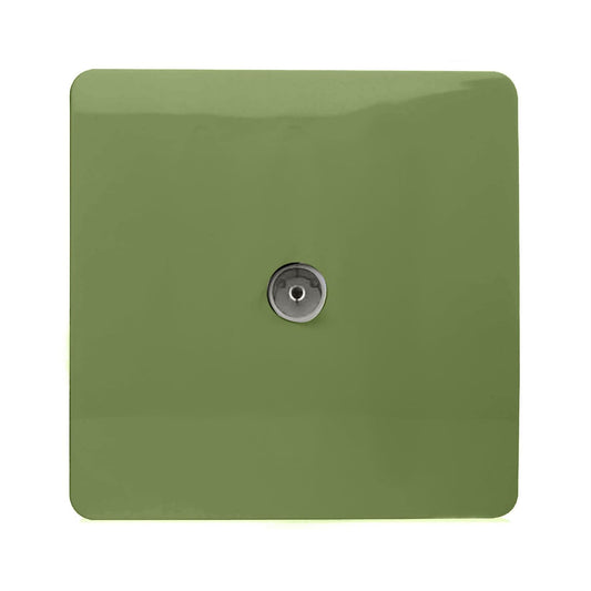 Trendi Artistic Modern Glossy Tactile TV Socket Moss Green