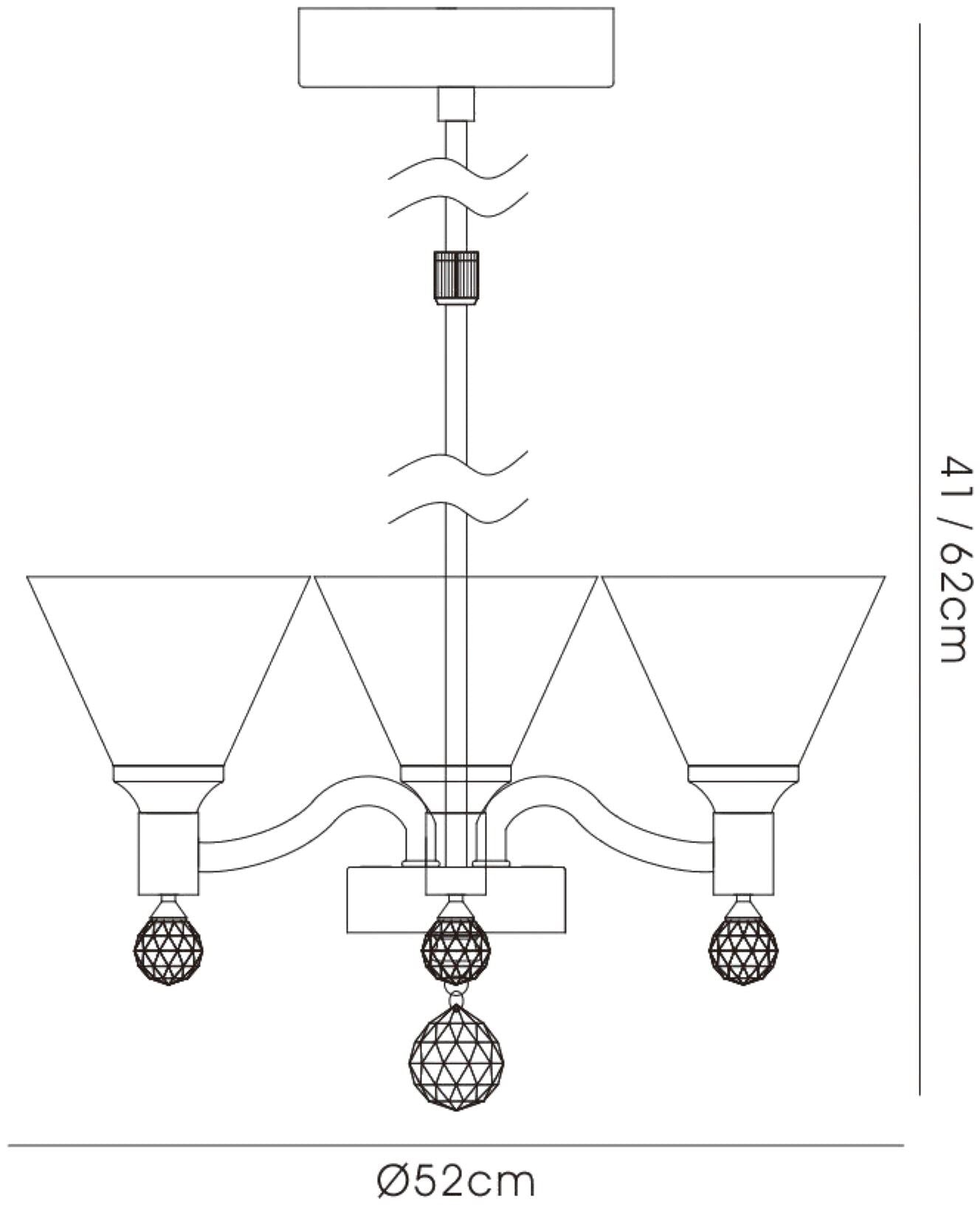 Diyas Neptune 52cm  Round 3 Light G9 Polished Chrome Ceiling Pendant Light Fitting