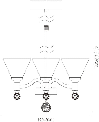 Diyas Neptune 52cm  Round 3 Light G9 Polished Chrome Ceiling Pendant Light Fitting