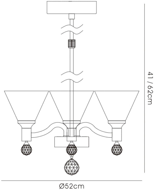 Diyas Neptune 52cm  Round 3 Light G9 Polished Chrome Ceiling Pendant Light Fitting