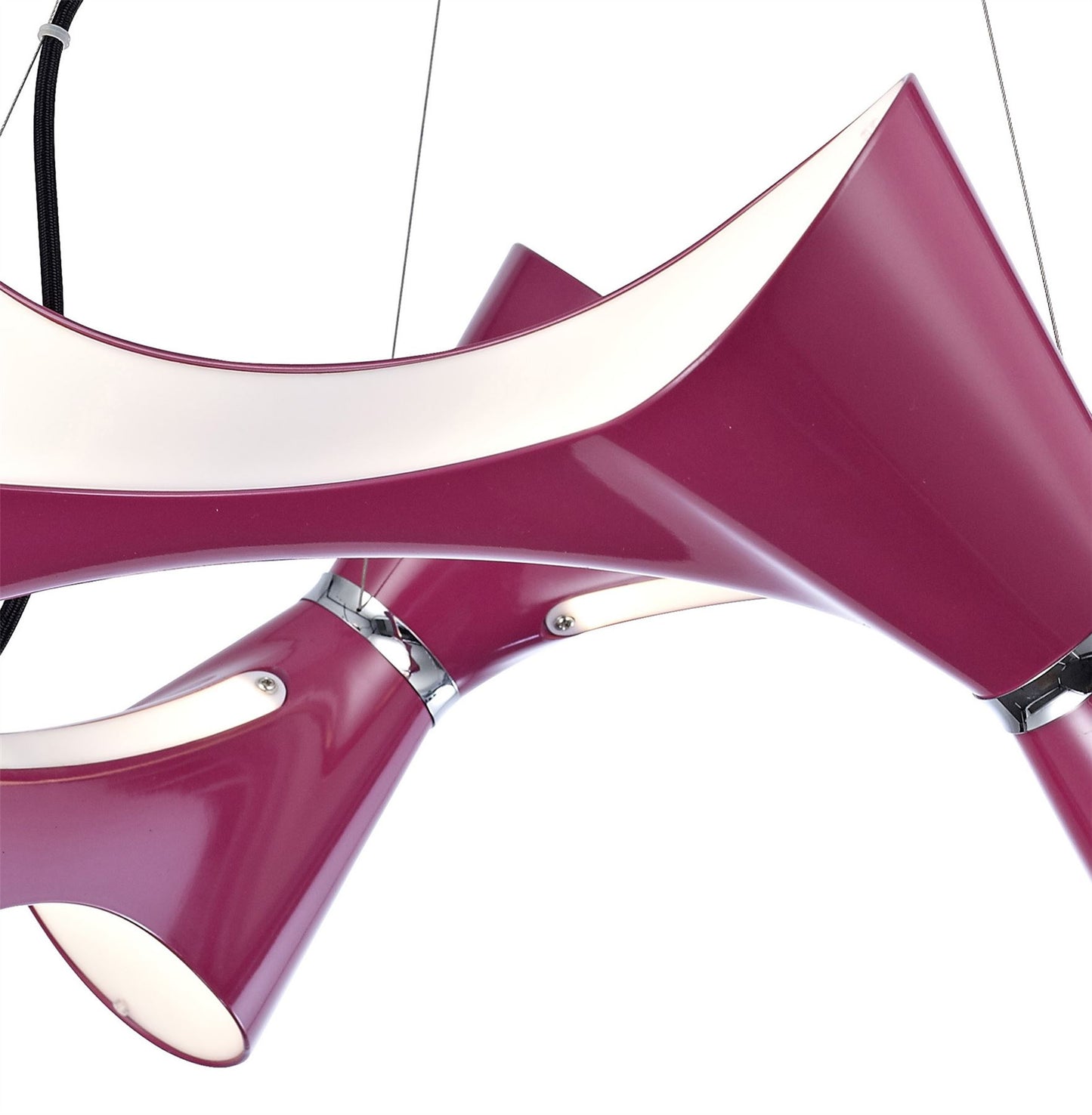 Mantra Ora 80cm Pendant 8 Twisted Round Light E27, Gloss Purple/White Acrylic/Polished Chrome, CFL Lamps INCLUDED